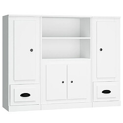 Maison Chic Ensemble de 3 Buffets,commode,console pour rangement blanc bois d'ingénierie -MN17478