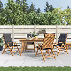 vidaXL Chaises de jardin inclinables lot de 4 et coussins bois teck