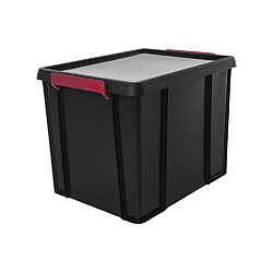 IRIS OHYAMA Boite de rangement empilable avec couvercle - Multi Box - MBX-38- Plastique - Noir, rouge et transparent - 38 L