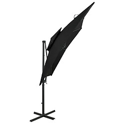 Avis vidaXL Parasol de jardin en porte-à-faux à double toit 250x250 cm noir