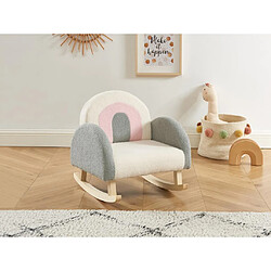 Vente-Unique Fauteuil pour enfant à bascule en tissu bouclette crème, gris et rose ESLIDA