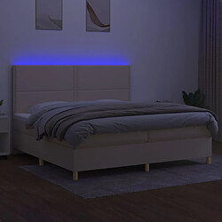 Avis vidaXL Sommier à lattes de lit et matelas et LED Crème 200x200cm Tissu