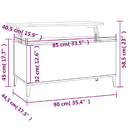 vidaXL Table basse Sonoma gris 90x44,5x45 cm Bois d'ingénierie pas cher