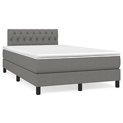 Maison Chic Lit adulte- Lit + matelas + LED,Sommier à lattes de lit matelas LED gris foncé 120x190 cm tissu -GKD46538