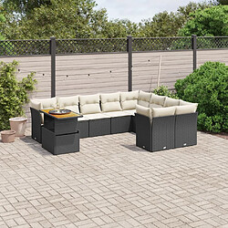 Maison Chic Salon de jardin 10 pcs avec coussins, Ensemble Tables et chaises d'extérieur noir résine tressée -GKD631852