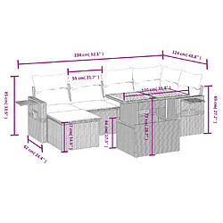 Acheter vidaXL Salon de jardin avec coussins 7 pcs gris résine tressée