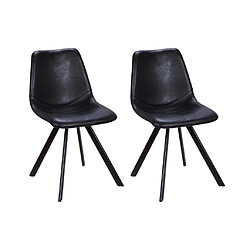 Vente-Unique Lot de 2 chaises LUBINE - Simili - Noir