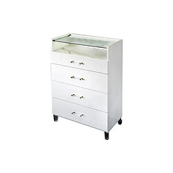 Dansmamaison Commode 4 tiroirs 1 niche Blanc/Marbre blanc - DAIMANA