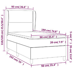 vidaXL Sommier à lattes de lit et matelas Gris clair 90x190 cm Velours pas cher