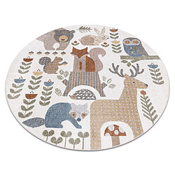 RUGSX Tapis BONO 8425 cercle Animaux de la forêt crème marron cercle 100 cm 