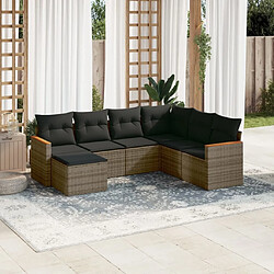 Maison Chic Salon de jardin avec coussins 7 pcs, Ensemble Tables et chaises de jardin, gris résine tressée -GKD118168