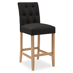 Lot de 2 chaises de bar en bois Gaya tissu Noir - H65cm