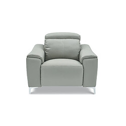 La Maison Du Canapé Fauteuil relaxation électrique 1 place en cuir BIANCA - Gris clair Gris perle 