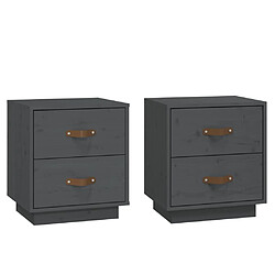 Maison Chic Lot de 2 Tables de chevet - Tables de Nuit Gris 40x34x45 cm Bois de pin massif