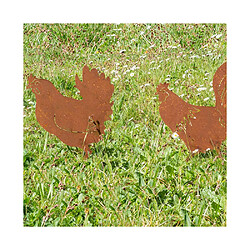 Aubry Gaspard Décors de jardin en métal poule + coq (lot de 2).