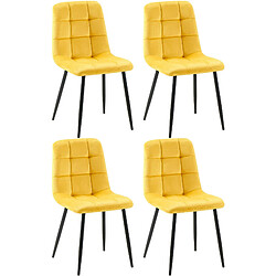 Decoshop26 Lot de 4 chaises de salle à manger coutures forme carrées en tissu velours jaune pieds en métal noir 10_0001796 