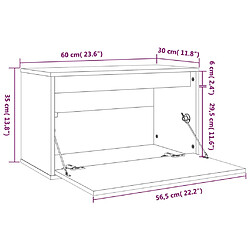 vidaXL Armoire murale Noir 60x30x35 cm Bois de pin massif pas cher