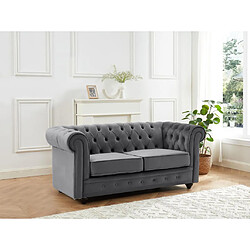 Vente-Unique Canapé 2 places en velours anthracite CHESTERFIELD 