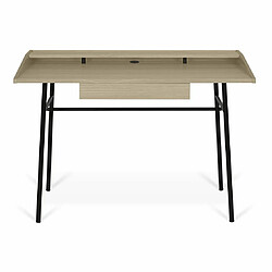 Mes Bureau design 1 tiroir 120x60x81 cm décor chêne clair et noir - PLY