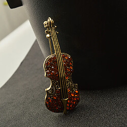 Vintage Broche Bijoux Cristal Marron Forme Violon Accessoire de Vêtements Cadeau Fantaisie pour Femmes