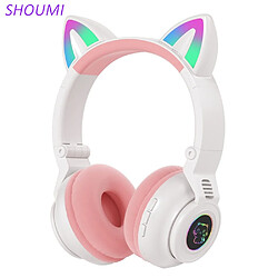 Universal Écouteurs pour chat Casque LED lumineux Bluetooth Casque sans fil Casque stéréo Gaming Bouchons d'oreille avec microphone Cadeau pour enfant fille | Écouteurs Bluetooth