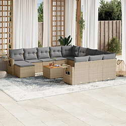 vidaXL Salon de jardin avec coussins 13 pcs beige résine tressée