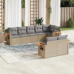 vidaXL Salon de jardin avec coussins 8 pcs beige résine tressée