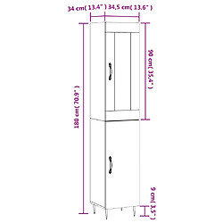 vidaXL Buffet haut Noir 34,5x34x180 cm Bois d'ingénierie pas cher