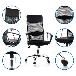 Avis Siège de bureau / Fauteuil de direction ARIA HIGH, tissu maille / simili cuir noir,chromé hjh OFFICE