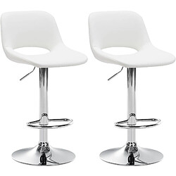 Decoshop26 Tabourets de bar chaises haute x2 avec repose-pieds en PVC blanc piètement métallique chromé 10_0004060 