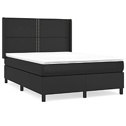 vidaXL Sommier à lattes de lit avec matelas Noir 140x200 cm Similicuir