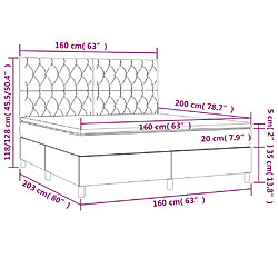 vidaXL Sommier à lattes de lit matelas et LED Bleu foncé 160x200 cm pas cher