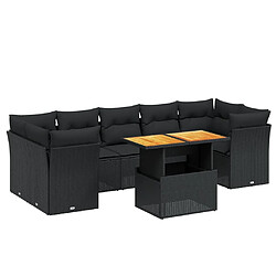 Maison Chic Ensemble Tables et chaises d'extérieur 8 pcs avec coussins,Salon de jardin noir résine tressée -GKD887814