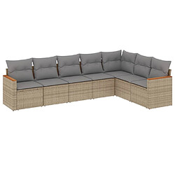 vidaXL Salon de jardin avec coussins 7pcs mélange beige résine tressée