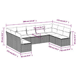 Avis vidaXL Salon de jardin 9 pcs avec coussins noir résine tressée