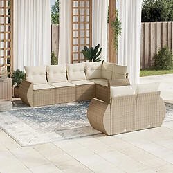 vidaXL Salon de jardin avec coussins 7 pcs beige résine tressée 