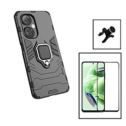 PHONECARE Kit Film Verre Trempé 5D Full Cover + Coque 3X1 Military Defender + Support Magnétique de Voiture Renforcé pour Oppo K11X - Noir