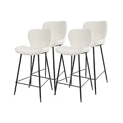 Avis Lisa Design Basti - lot de quatre tabourets de bar - en tissu bouclette blanc