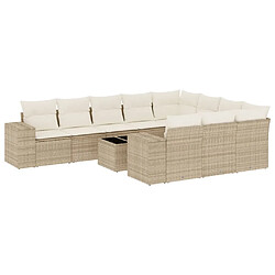 Maison Chic Salon de jardin 11 pcs avec coussins | Ensemble de Table et chaises | Mobilier d'Extérieur beige résine tressée -GKD77724