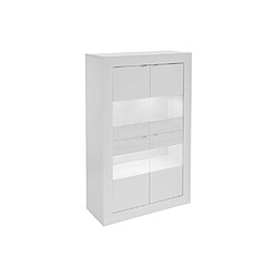 Vente-Unique Vitrine COMETE - LEDs - 4 portes - Blanc laqué