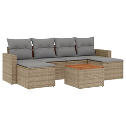 vidaXL Salon de jardin avec coussins 7 pcs beige résine tressée