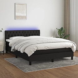 Sommier à lattes LED,Cadre à lattes de lit avec matelas pour Adulte Noir 140x200 cm Tissu -MN80829