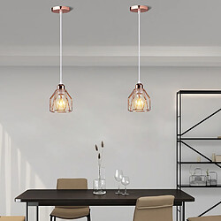 Stoex 2X Plafonnier Vintage Suspension Luminaire Moderne E27 Suspension Lustre Rétro Lustre en Métal (Or Rose) Pour Couloir, Chambre À Coucher, Cuisine