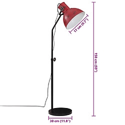 vidaXL Lampadaire 25 W rouge délavé 30x30x90-150 cm E27 pas cher