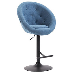 Decoshop26 Tabouret de bar design moderne forme œuf capitonné avec repose-pieds en métal noir tissu bleu TDB10321 