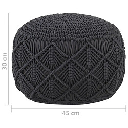 Acheter vidaXL Pouf fait à la main en macramé Anthracite 45x30 cm Coton