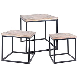 Es Collection H&S Collection Ensemble de tables d'appoint 3 pcs Teck 