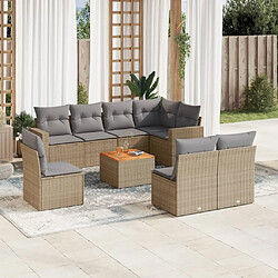 vidaXL Salon de jardin avec coussins 9pcs mélange beige résine tressée 