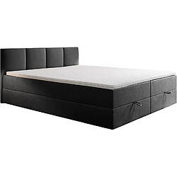 Acheter TRADA Lit adulte rembourré ROYAL avec rangement et matelas ressorts intégré dans le cadre du lit en 140×200 gris foncé