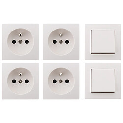 Lot de 2 interrupteurs va et vient + 4 prises 16A en saillie blanc - gamme Presto - Zenitech